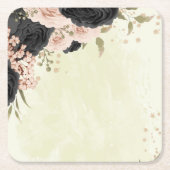 Zwarte Blush Roze Bloemen bruiloft Kartonnen Onderzetters (Voorkant)