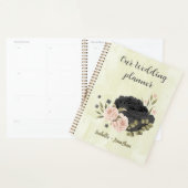 zwarte blush roze bloemen bruiloft planner (Display)