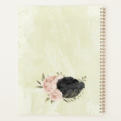 zwarte blush roze bloemen bruiloft planner (Achterkant)