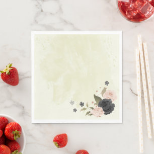 Zwarte Blush Roze Bloemen bruiloft Servet