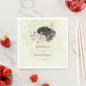 Zwarte Blush Roze Bloemen bruiloft Servet (Insitu)
