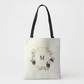 Zwarte blush roze bloemen tote bag (Voorkant)