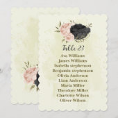 Zwarte Blush Roze Bloemen Zitting Kaart (Voorkant / Achterkant)