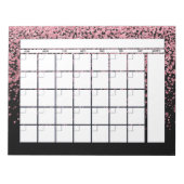 Zwarte Blush Roze Glitter Maandelijkse Planner Age Notitieblok (Voorkant)