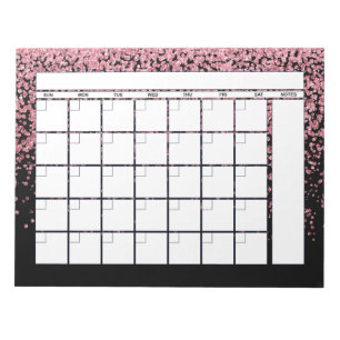 Zwarte Blush Roze Glitter Maandelijkse Planner Age Notitieblok