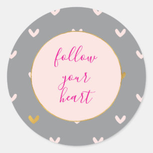 Zwarte Blush Roze Goud Hartjes Ronde Sticker