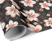 Zwarte Blush Roze Gouden Rozen Bruiloftsfeest Cadeaupapier (Rol Hoek)