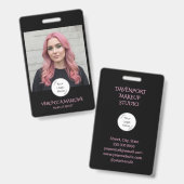 Zwarte Blush Roze Logo Foto Make-up Badge (Voor- en achterkant)