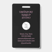 Zwarte Blush Roze Logo Foto Make-up Badge (Achterkant)