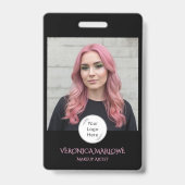 Zwarte Blush Roze Logo Foto Make-up Badge (Voorzijde)