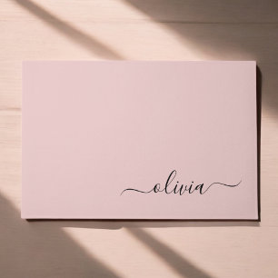 Zwarte Blush roze moderne scriptnaam voor meisjes Deurmat