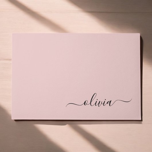 Zwarte Blush roze moderne scriptnaam voor meisjes Deurmat