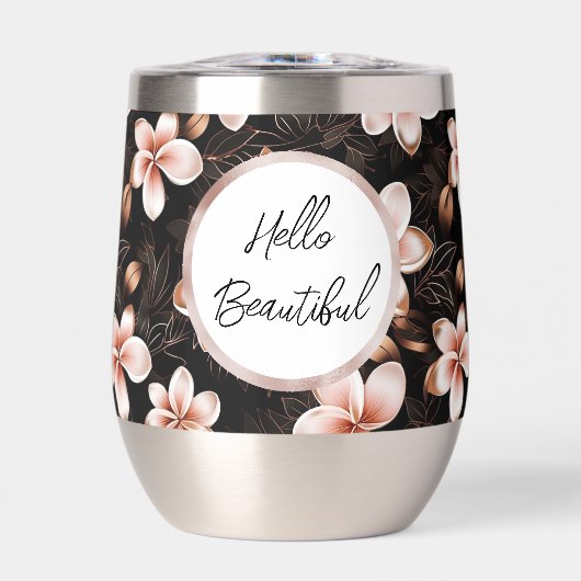 Zwarte Blush Roze Rose Goud Bloemen Gepersonalisee (Voorkant)