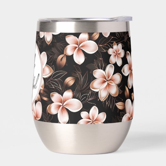 Zwarte Blush Roze Rose Goud Bloemen Gepersonalisee (Links)