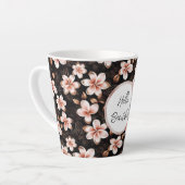 Zwarte Blush Roze Rose Goud Bloemen Gepersonalisee Latte Mok (Linkerhoek)