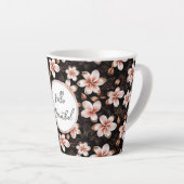 Zwarte Blush Roze Rose Goud Bloemen Gepersonalisee Latte Mok (Rechterhoek)