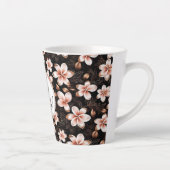 Zwarte Blush Roze Rose Goud Bloemen Gepersonalisee Latte Mok (Rechts)
