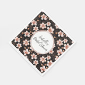 Zwarte Blush Roze Rose Goud Bloemen Gepersonalisee Servet (Hoek)
