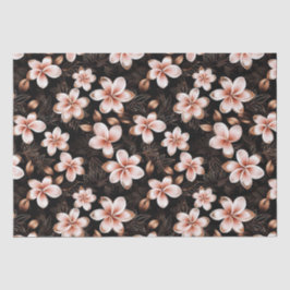 Zwarte Blush Roze Roze Gouden Bloemrijke Bruilofts Tissuepapier
