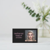Zwarte Blush Roze Sociale Icon QR-code Foto Make-u Visitekaartje (Staand voorkant)