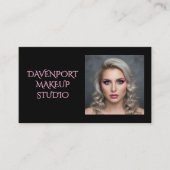 Zwarte Blush Roze Sociale Icon QR-code Foto Make-u Visitekaartje (Voorkant)