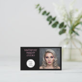 Zwarte Blush Roze Sociale Icoon QR Code Foto Make- Visitekaartje (Staand voorkant)