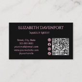 Zwarte Blush Roze Sociale Icoon QR Code Foto Make- Visitekaartje (Achterkant)