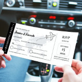 Zwarte boarding pass bruiloft RSVP-behuizing kaart