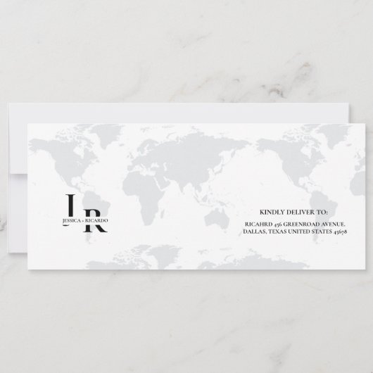 Zwarte boarding pass bruiloft RSVP-behuizing kaart (Achterkant)