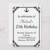 Zwarte Boat Anchor Birthday Kaart (Voorkant)