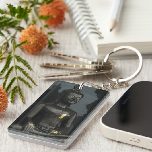 Zwarte Boeddha ... Nong Khai, Isaan, Thailand Sleutelhanger (Voorkant Rechts)