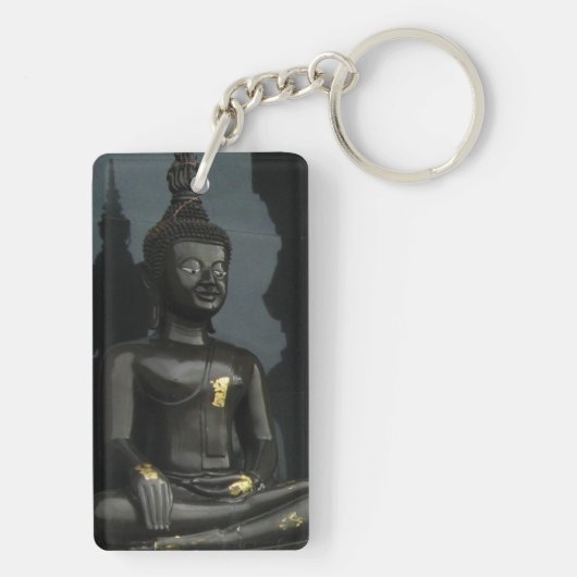 Zwarte Boeddha ... Nong Khai, Isaan, Thailand Sleutelhanger (achterkant)