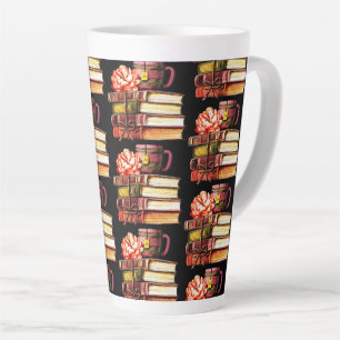 Zwarte boeken en thee latte mok