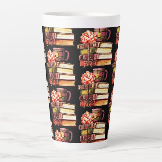 Zwarte boeken en thee latte mok (Voorkant)