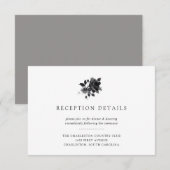 Zwarte Boeket Waterverf Bloemen Bruiloftsreceptie Kaart (Voorkant / Achterkant)