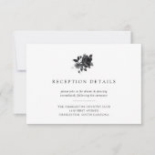 Zwarte Boeket Waterverf Bloemige Trouwreceptie Kaart (Voorkant)