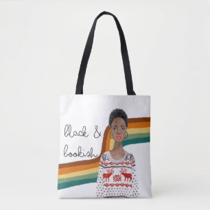 Zwarte Boekomslag met korte haar Tote Bag
