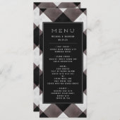 Zwarte boerderij Buffalo Plaid Check Trouwdiner Menu (Voorkant / Achterkant)