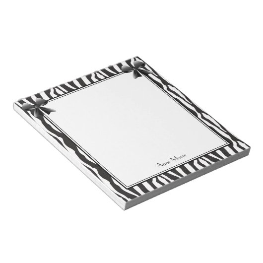 Zwarte bogen met zwarte Zebra Stripes Pattern Notitieblok (Schuin)