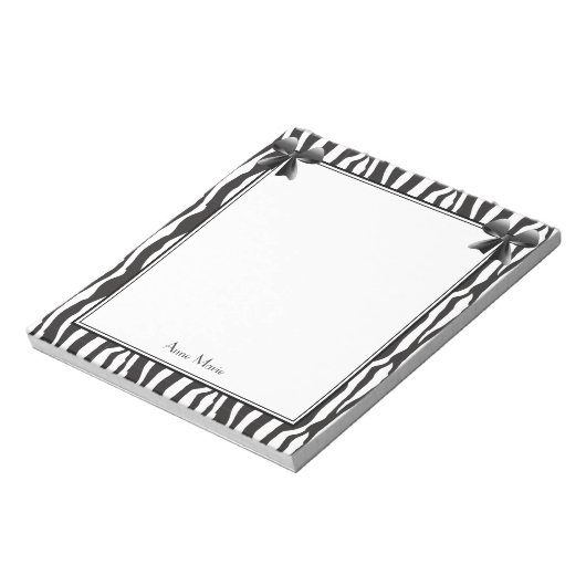 Zwarte bogen met zwarte Zebra Stripes Pattern Notitieblok (Linkerzijde)