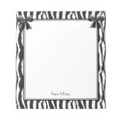 Zwarte bogen met zwarte Zebra Stripes Pattern Notitieblok (Voorkant)