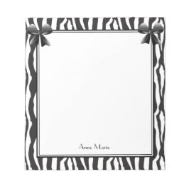 Zwarte bogen met zwarte Zebra Stripes Pattern Notitieblok