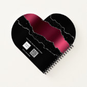 Zwarte bogundy agate marble glitter name girl notitieboek (Achterkant)