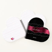 Zwarte bogundy agate marble glitter name girl notitieboek (Binnen)