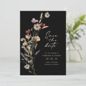 Zwarte Boho Bewaar De Datum Plat Kaart (Staand voorkant)