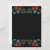 Zwarte Boho Blauwe Rode Rozen Romantische Bloemige Save The Date (Achterkant)