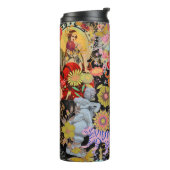 Zwarte Boho Bloem Natuur Patroon Botanisch Thermosbeker (Gedraaid links)