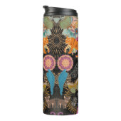 Zwarte Boho Bloem Natuur Patroon Botanisch Thermosbeker (Geroteerd rechts)