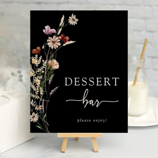 Zwarte Boho Bloemendessertposter Poster