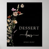 Zwarte Boho Bloemendessertposter Poster (Voorkant)